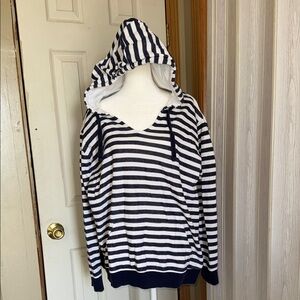 Torrid Navy blue Striped Hooded Sweater